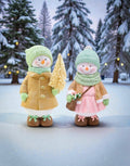 Pastel boy girl snowman set